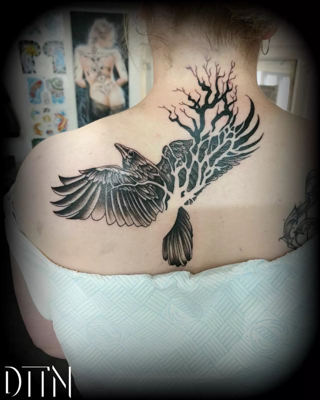 Tree Tattoos on Back of Neck 5