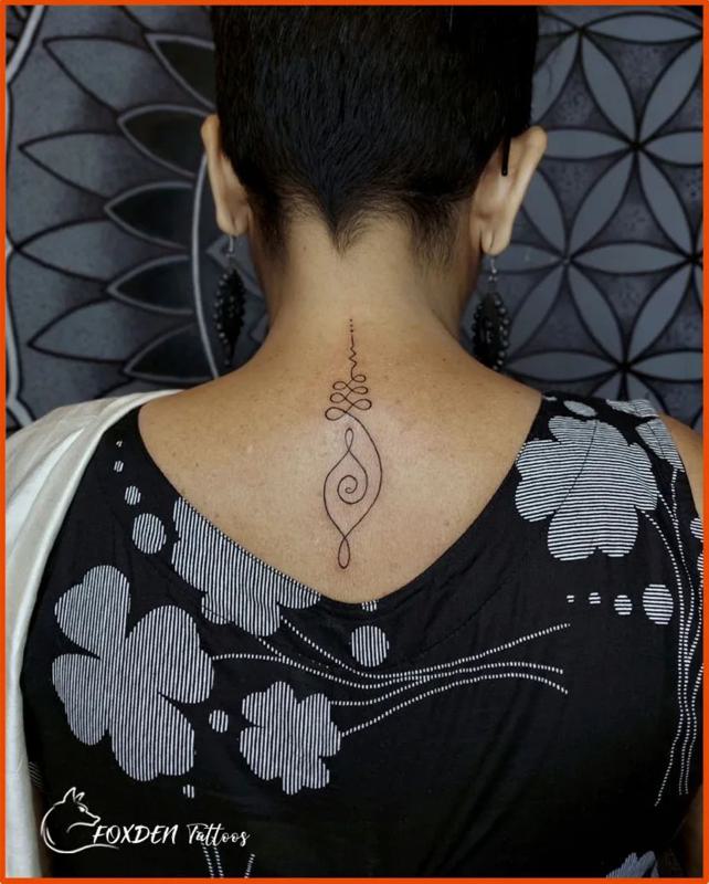 Unalome Tattoo Back of Neck 3