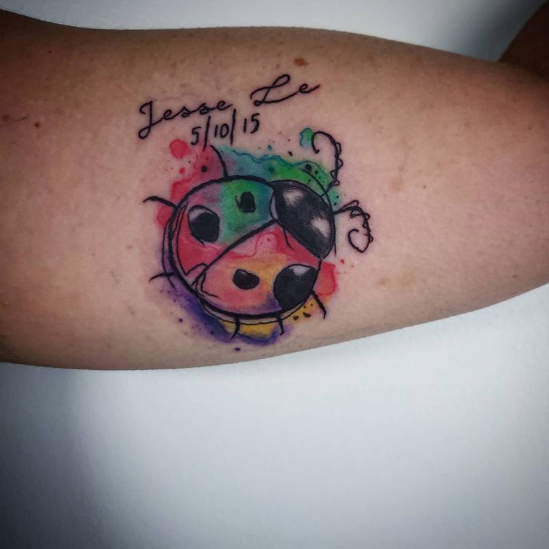 Watercolor Ladybug Tattoo 2