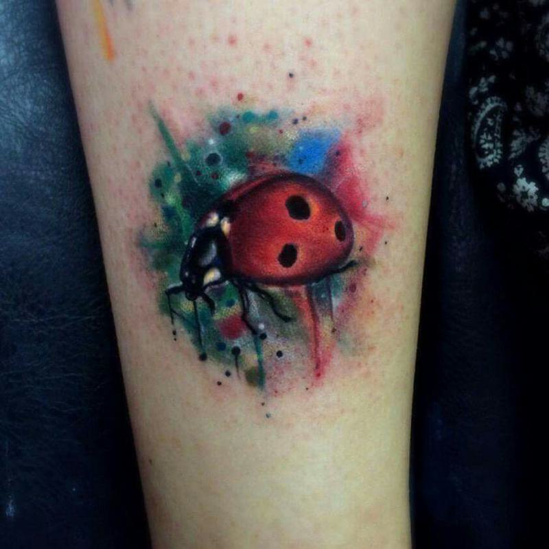 Watercolor Ladybug Tattoo 3